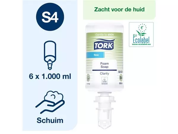 Een Handzeep Tork S4 Premium schuim 1000ml Clarity 520201 koop je bij Buro De Peuter