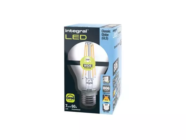 Een Ledlamp Integral E27 2700K warm wit 7W 806lumen koop je bij Buro De Peuter