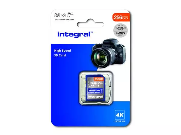 Een Geheugenkaart Integral SDHC-XC 256GB koop je bij Buro De Peuter