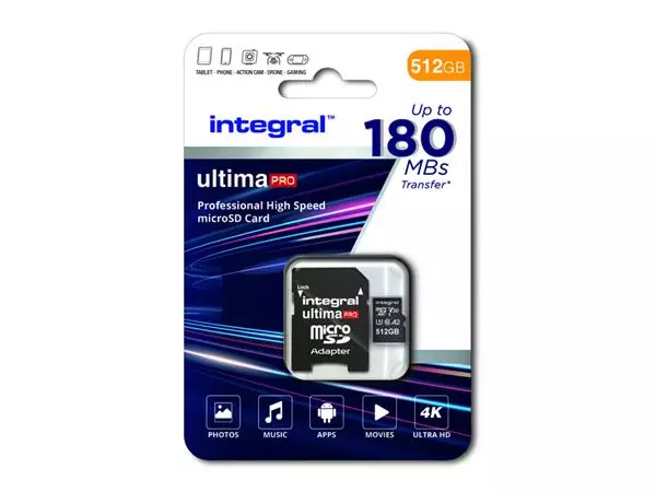 Een GEHEUGENKAART INTEGRAL MICROSDXC 512GB koop je bij Kantoorvakhandel van der Heijde