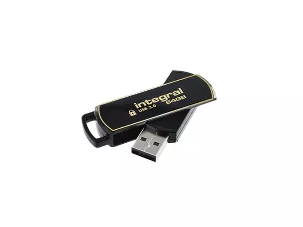 Een USB-stick Integral 3.0 Secure 360 64GB zwart koop je bij EconOffice