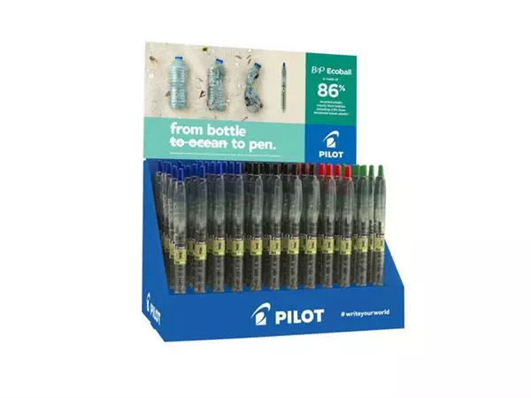 Een Balpen PILOT Begreen B2P EcoBall medium assorti koop je bij MV Kantoortechniek B.V.