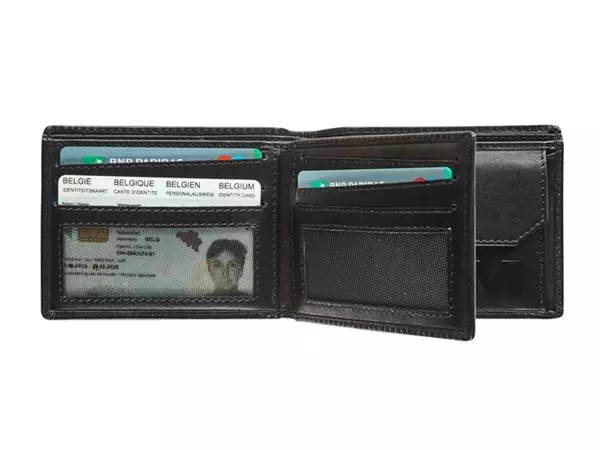 Een Portemonee Maverick All Black met kleingeldvak RFID leer zwart koop je bij KantoorProfi België BV