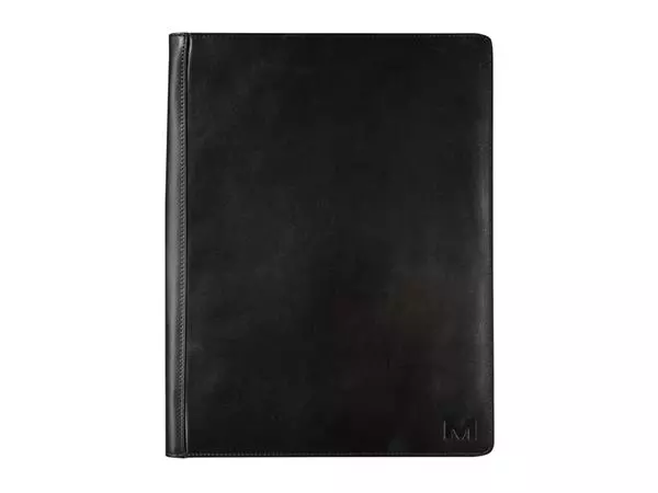 Een Schrijfmap Maverick All Black A4 met rits inclusief schrijfblok leer zwart koop je bij Van Leeuwen Boeken- en kantoorartikelen