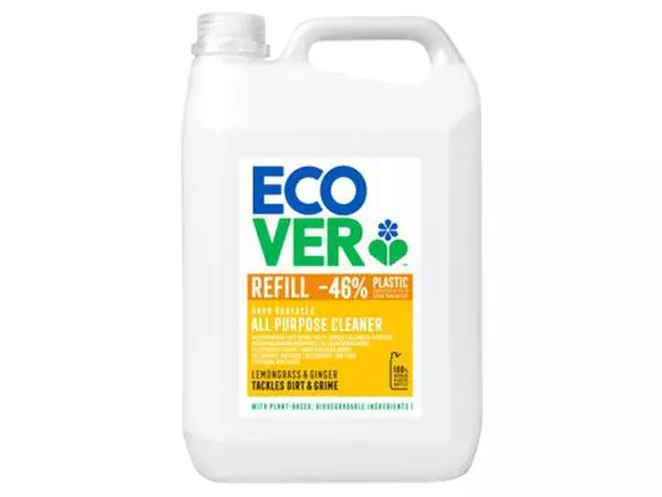 Een Allesreiniger Ecover citroengrass & gember navulflacon 5L koop je bij Totaal Kantoor Goeree