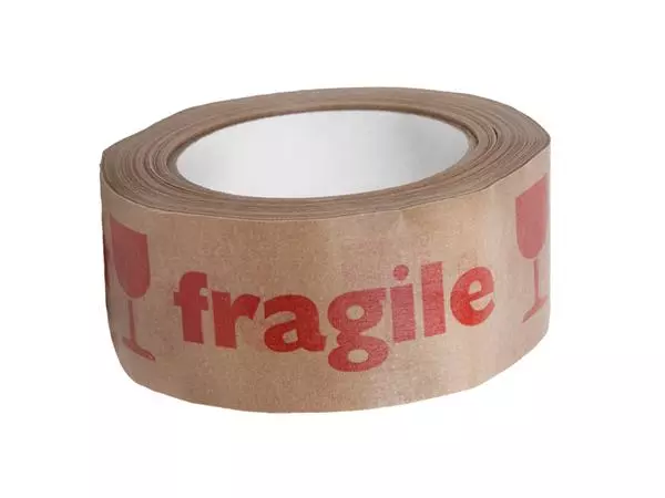 Een Waarschuwingstape IEZZY 50mmx50m 80p gerecycled papier bruin/rood koop je bij NiceSupplies.nl