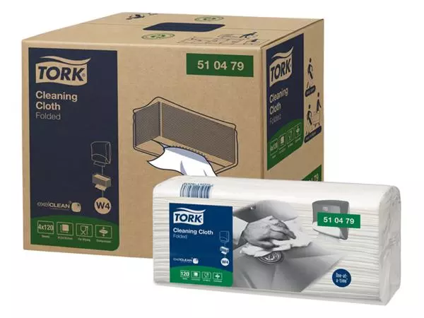 Een Reinigingsdoek Tork Cleaning W4 flexibel nonwoven 120st wit 510479 koop je bij Kantoorvakhandel van der Heijde