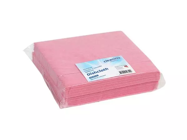 Een Werkdoek Cleaninq viscose 38x40cm roze 10 stuks koop je bij Tonerinktshop