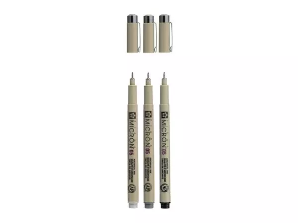 Een Fineliner Sakura Pigma Micron 05 set zwart & grijs 3 maten koop je bij NiceSupplies.nl