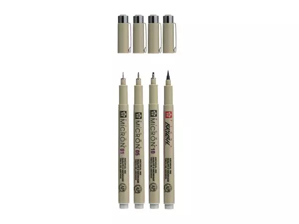 Een Fineliner Sakura Pigma Micron lichtgrijs set 4 maten koop je bij Unimark Office B.V.