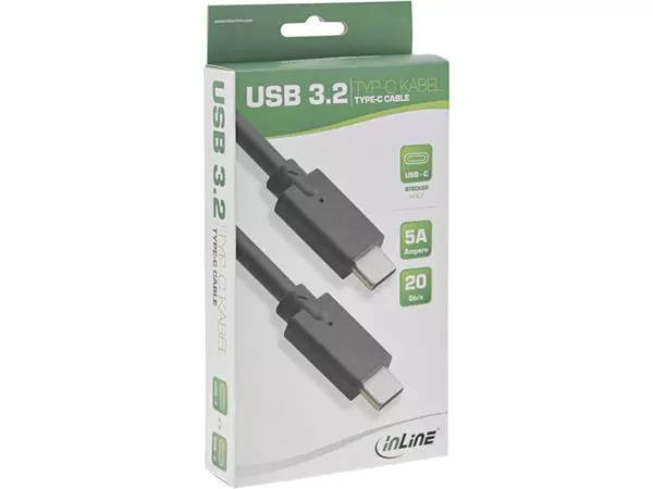 Een Kabel inLine USB-C 3.2 GEN.2 M/M 2 meter zwart koop je bij NiceSupplies.nl