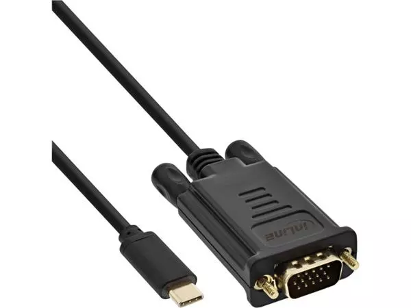 Een Kabel inLine USB-C VGA 3.1 M/M 2 meter zwart koop je bij Van Leeuwen Boeken- en kantoorartikelen