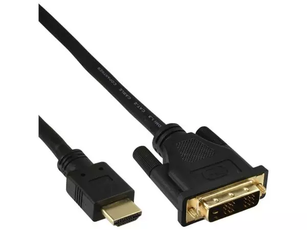 Een Kabel inLine HDMI DVI 18+1 pin M/M 2 meter zwart koop je bij Van Leeuwen Boeken- en kantoorartikelen