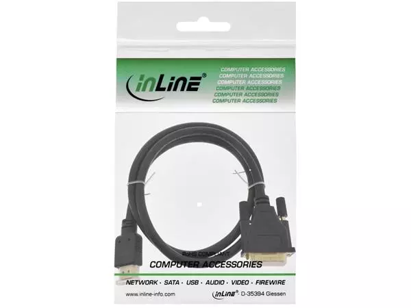 Een Kabel inLine HDMI DVI 18+1 pin M/M 2 meter zwart koop je bij Buro De Peuter