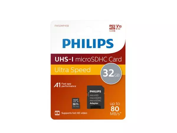 Een Micro SDHC Card Philips Class 10 UHS-I U1 32GB koop je bij NiceSupplies.nl