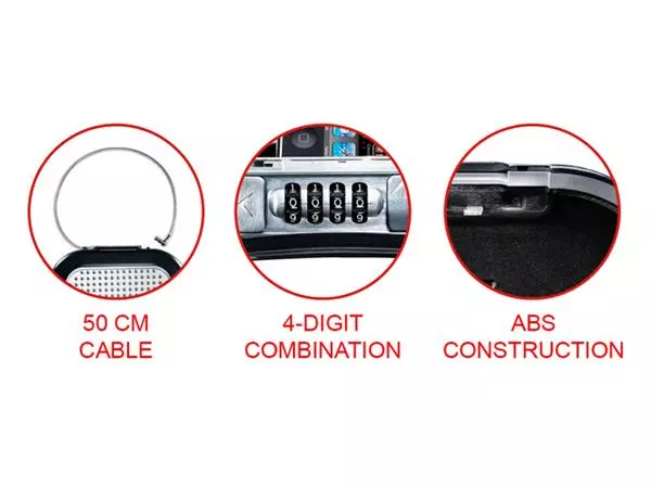 Een Draagbare kluis MasterLock Safe space met combinatieslot en kabel donkergrijs koop je bij Buro De Peuter