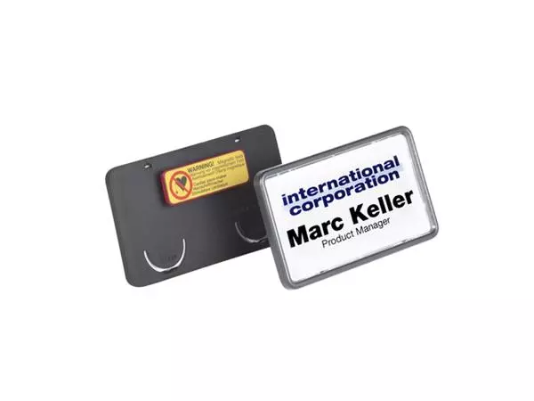 Een Badge Durable clip card met magneet 40x75mm zwart 25 stuks koop je bij Unimark Office B.V.