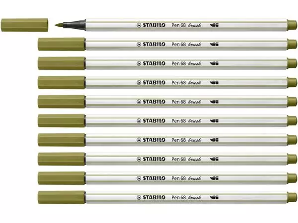 Een Brushstift STABILO Pen 568/37 moddergroen koop je bij NiceSupplies.nl