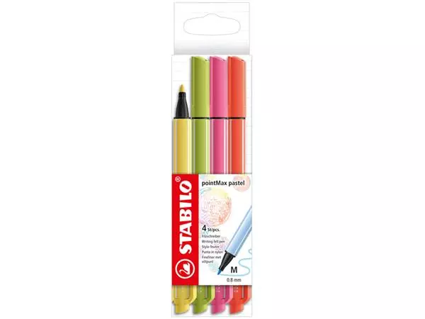 Een Viltstift STABILO pointMax 488/4 medium assorti pastel etui à 4 stuks koop je bij Omnia 4 Office