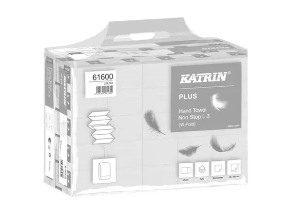 Een Handdoek Katrin 61600 W-vouw Plus 3laags 20,3x32cm 25x90st koop je bij EconOffice