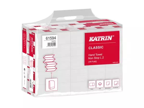Een Handdoek Katrin 61594 W-vouw Classic 2laags 20,3x32cm 25x120st koop je bij Goedkope Kantoorbenodigdheden