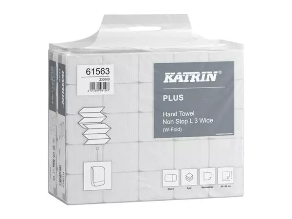 Een Handdoek Katrin W-vouw Plus 3-laags 320x240mm 25x90st koop je bij NiceSupplies.nl