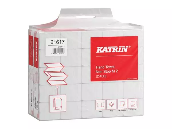 Een Handdoek Katrin Z-vouw 2-laags wit 240x203mm 25x160st koop je bij NiceSupplies.nl