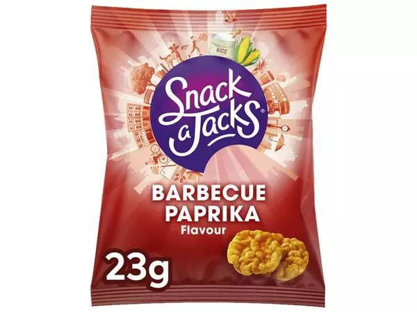 Een Mini rijstwafels Snack-a-Jacks barbeque paprika koop je bij L&N Partners voor Partners B.V.