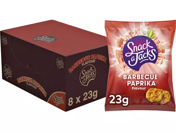 Een Mini rijstwafels Snack-a-Jacks barbeque paprika koop je bij NiceSupplies.nl