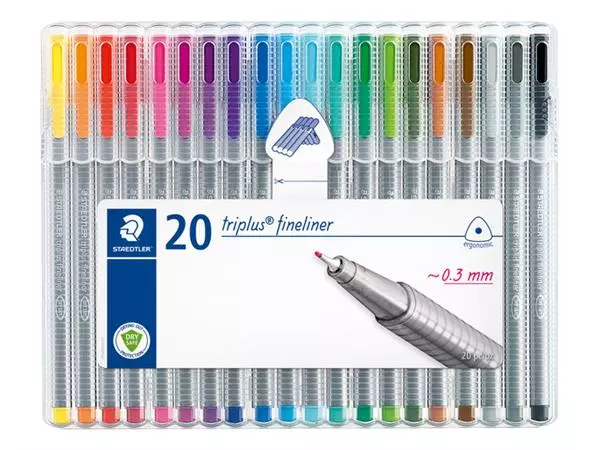 Een Fineliner Staedtler Triplus 334 0,3mm set à 20 kleuren koop je bij Klik Office BV