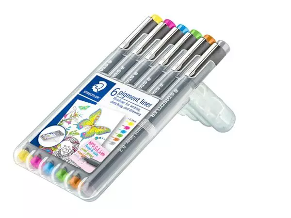 Een FINELINER STAEDTLER PIGMENT 308 0.3MM 6 ST ASS koop je bij Kantoorvakhandel van der Heijde