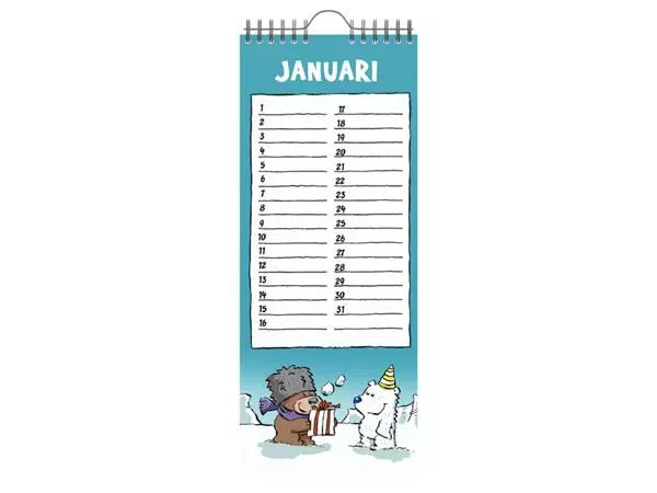 Een Verjaardagskalender Lannoo Ritstier 130x325 blauw koop je bij NiceSupplies.nl