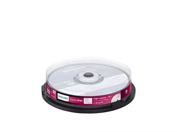 DVD+RW Philips 4.7GB 4x SP 10 stuks