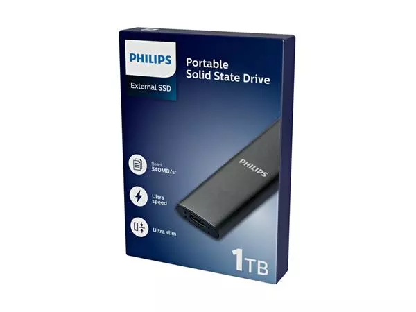 Een SSD Philips extern ultra speed space grey 1TB koop je bij Unimark Office B.V.