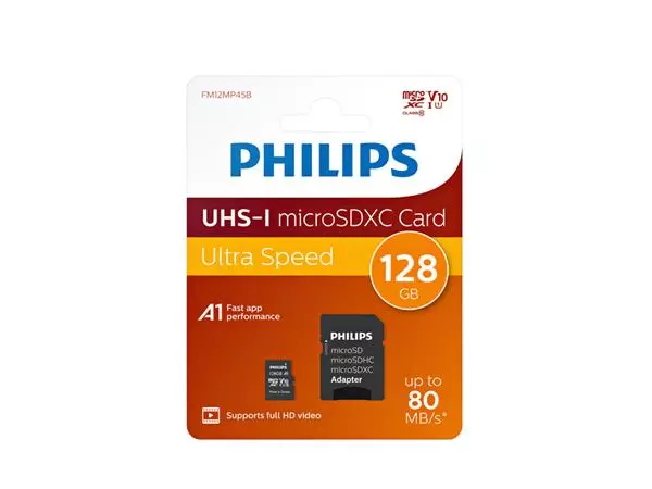 Een GEHEUGENKAART PHILIPS MICRO SDXC 128GB koop je bij Kantoorvakhandel van der Heijde