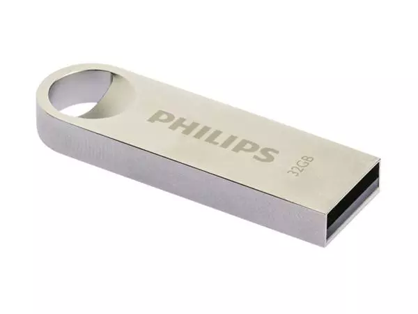 Een USB-stick 2.0 Philips moon vintage silver 32GB koop je bij Klik Office BV