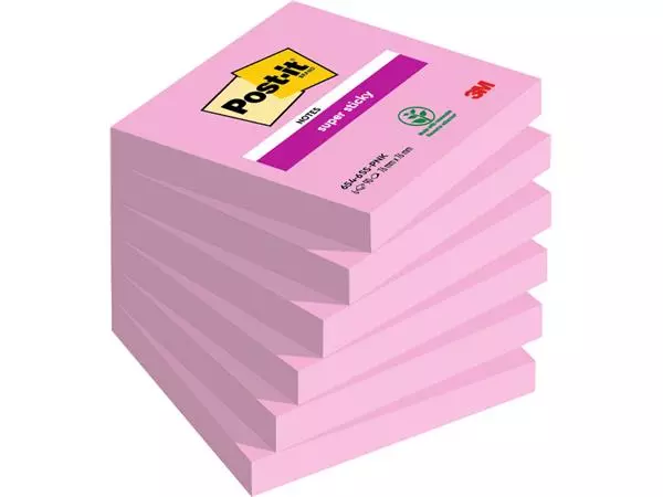 Een Memoblok Post-it 654 Super Sticky 76x76mm roze koop je bij Van Hoye Kantoor BV