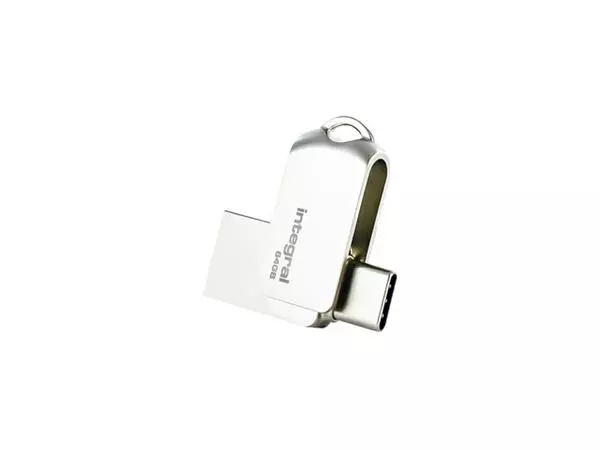 Een USB-STICK INTEGRAL 3.0 USB-360-C DUAL 64GB koop je bij Kantoorvakhandel van der Heijde