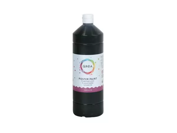 Een Plakkaatverf Qrea zwart 1000ml koop je bij Van Hoye Kantoor BV