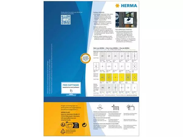 Een ETIKET HERMA 9539 A4 99.1X139MM WEERVAST FOLIE WT koop je bij Kantoorvakhandel van der Heijde