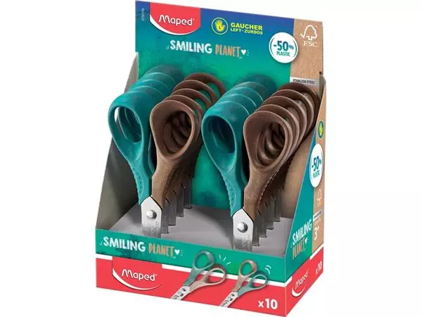 Een SCHAAR MAPED SMILING PLANET 12CM LINKS DISPLAY koop je bij Kantoorvakhandel van der Heijde