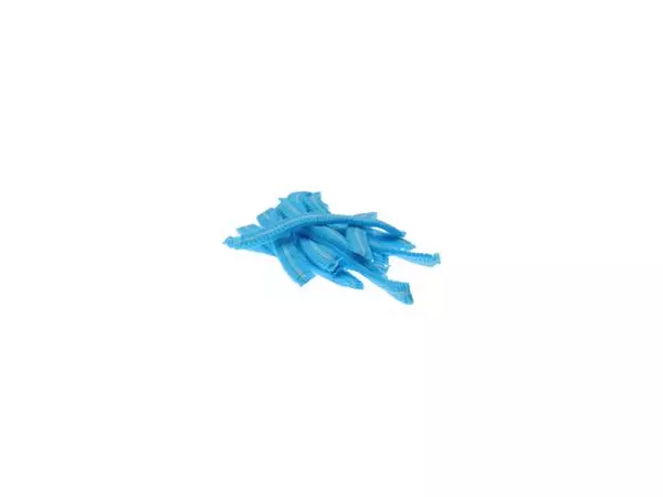 Een Haarnet CMT clip non-woven L 53cm met detectie strip PP blauw 100 stuks koop je bij NiceSupplies.nl