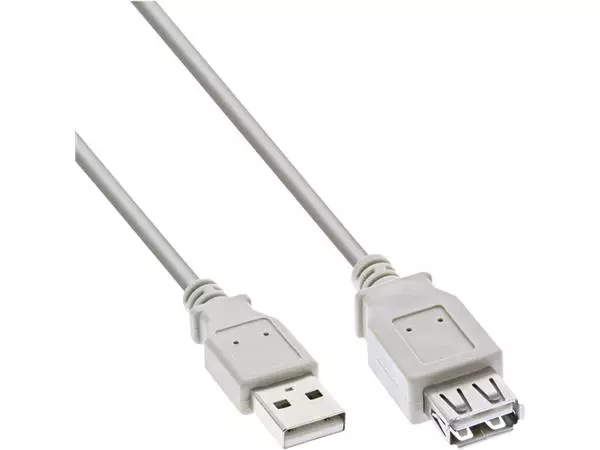 Een Kabel Inline verlengkabel USB-A 2.0 M-V 3 meter grijs koop je bij Van Leeuwen Boeken- en kantoorartikelen