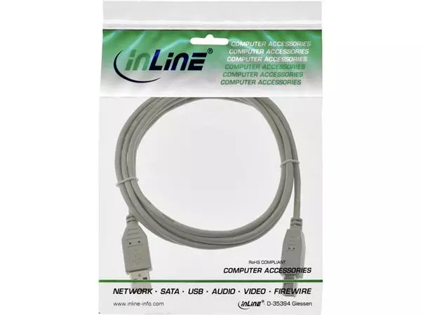 Een Kabel InLine USB-A USB-B 2.0 M 1.8 meter beige koop je bij NiceSupplies.nl