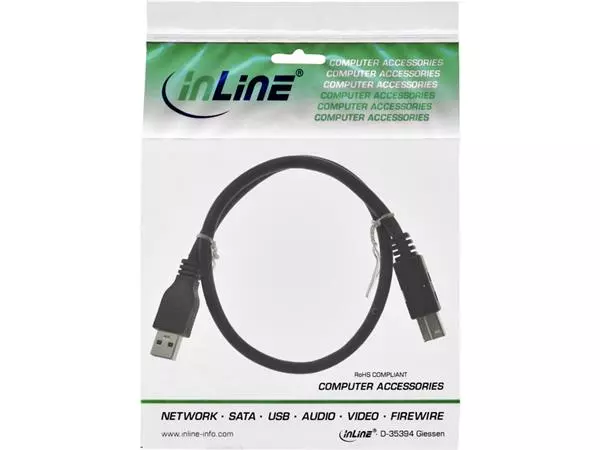 Een Kabel Inline USB-A USB-B 3.0 M 0.5 meter zwart koop je bij Unimark Office B.V.