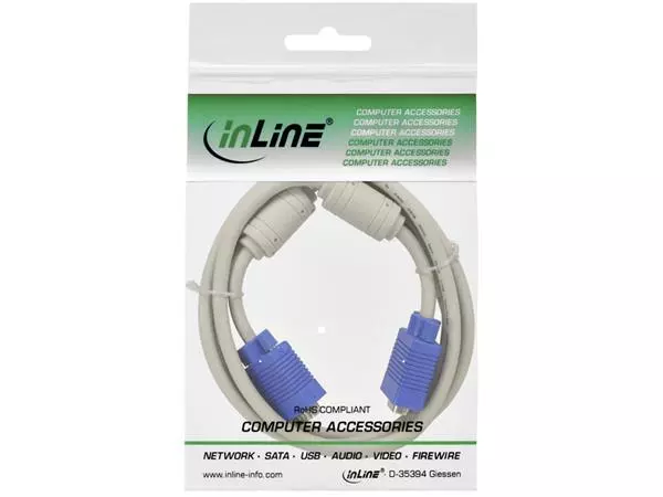 Een Kabel Inline S VGA 15HD M-M 2 meter beige en blauw koop je bij NiceSupplies.nl