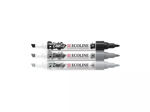 Een Duotip marker Ecoline zwart & grijs set 3 kleuren koop je bij Kantoorvakhandel van der Heijde