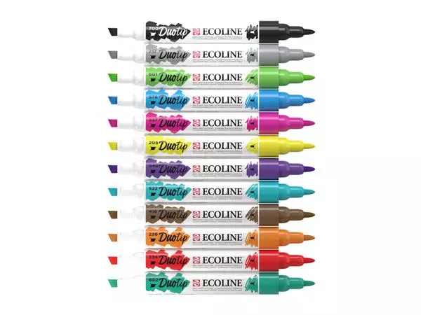 Een Duotip marker Ecoline basis set 12 kleuren koop je bij Kantoorvakhandel van der Heijde