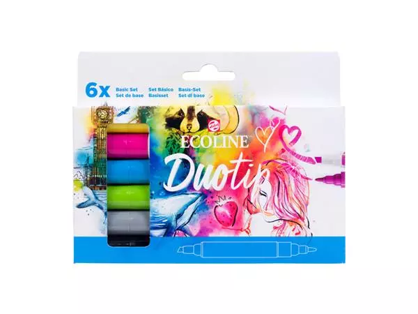 Een Duotip marker Ecoline basis set 6 kleuren koop je bij Van Hoye Kantoor BV