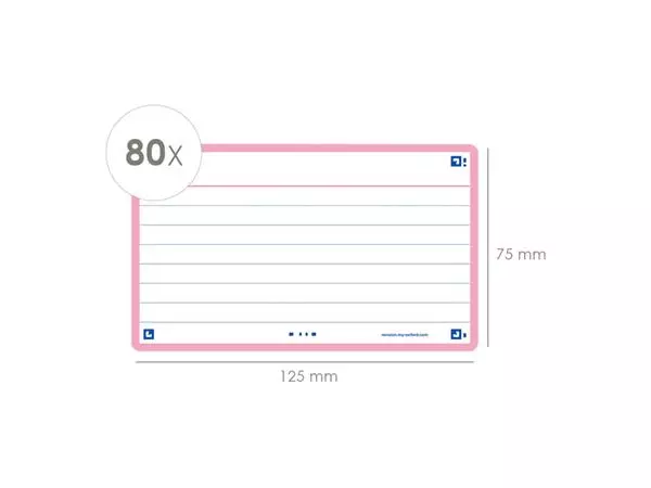 Een Flashcard Oxford 2.0 75x125mm 80 vel 250gr lijn roze koop je bij Unimark Office B.V.